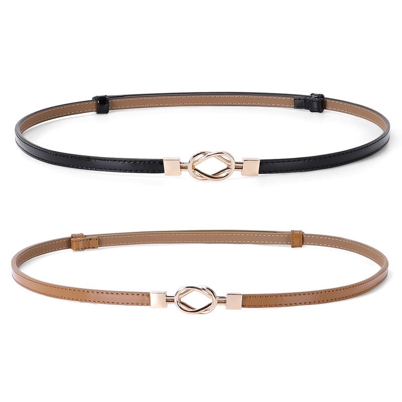 JASGOOD Leather Skinny Women Belt Ladies Thin Waist Belts Plus Size Adjustable for Jeans Pants Dresses with Metal Buckle - Image 1